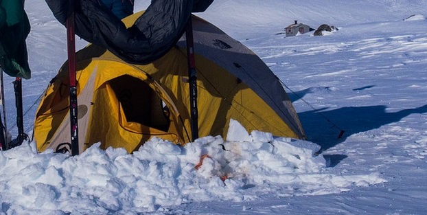 Tent Surrounded by snow